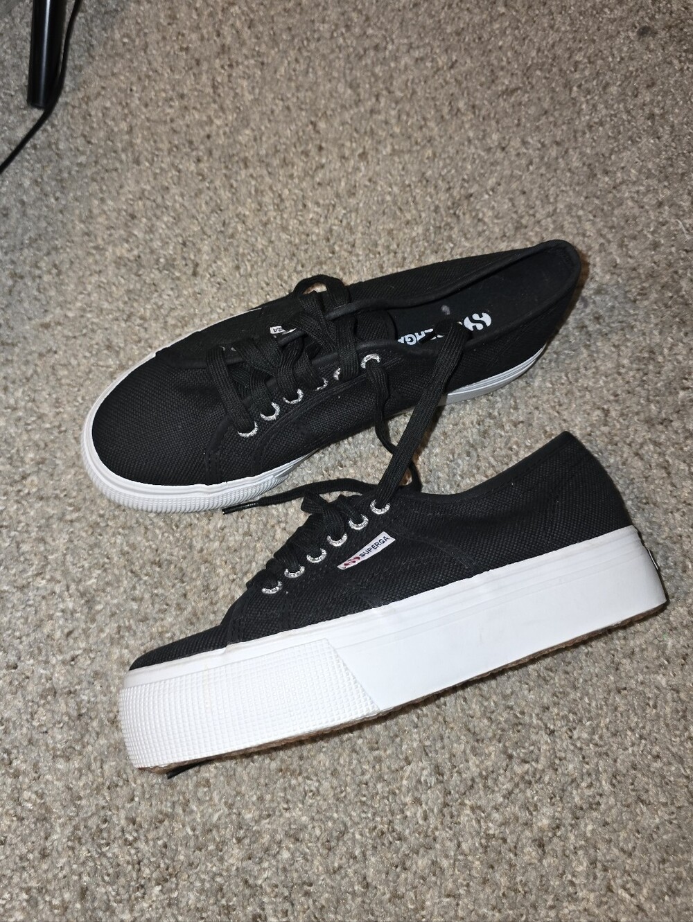 Superga Platform Canvas Sneakers - Black Size 8 ½
